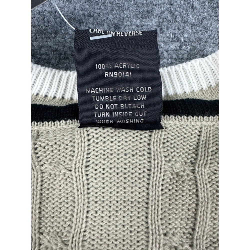 VTG Y2K‎ ROOKY Mens Tan Cable Knit V Neck Sweater XL Golf Sportswear NEW - Picture 6 of 8